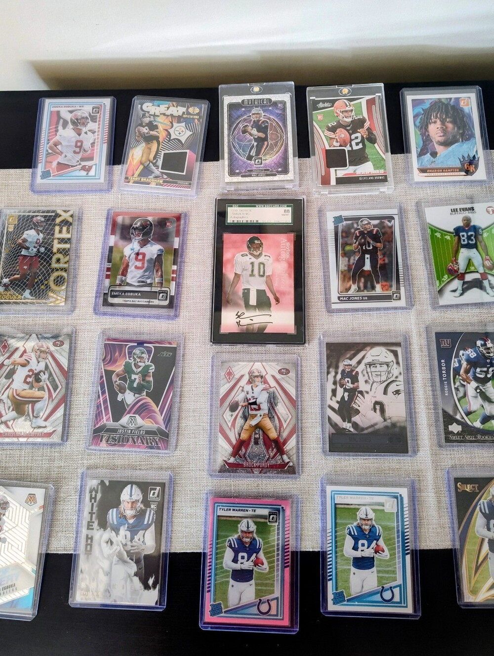 NFL card lot rookies, graded auto, patch, optic & more Bradshaw, Jones,Sanders